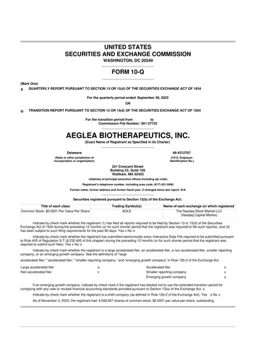 Miniature Spyre Therapeutics 10-Q Rapport trimestriel 2023 