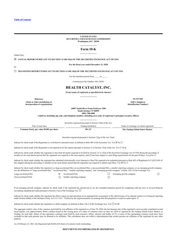 Thumbnail Health Catalyst
 10-K Annual Report 2020