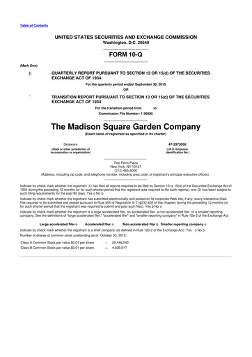 Thumbnail Madison Square Garden Sports 10-Q Quarterly Report FY2016 