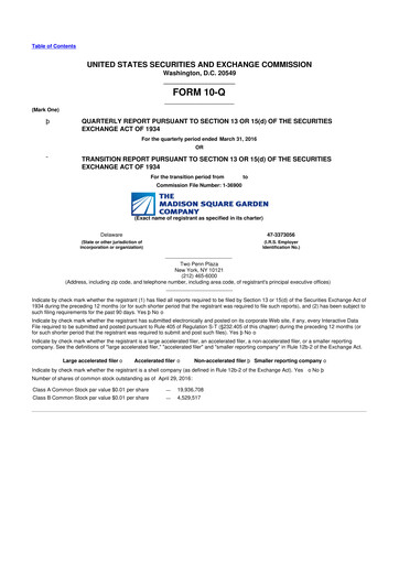 Thumbnail Madison Square Garden Sports 10-Q Quarterly Report FY2016 