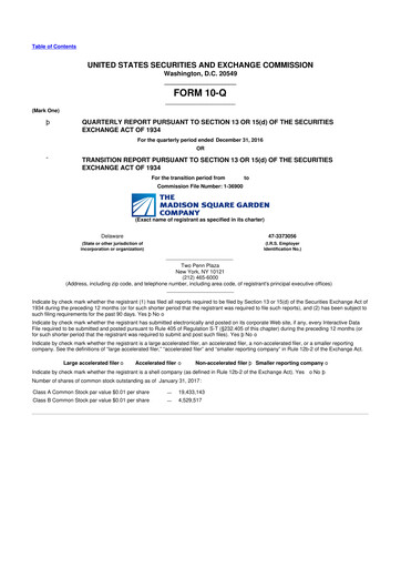 Thumbnail Madison Square Garden Sports 10-Q Quarterly Report FY2017 