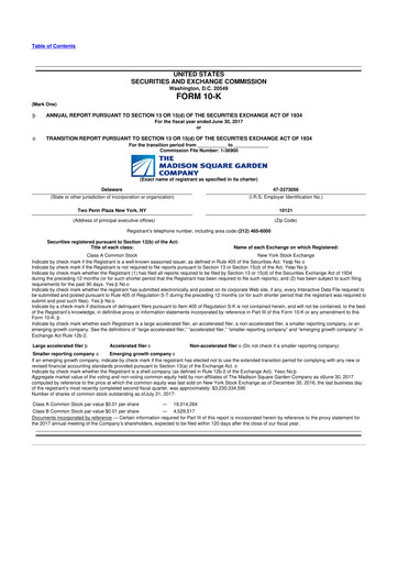 Thumbnail Madison Square Garden Sports 10-K Annual Report 2017