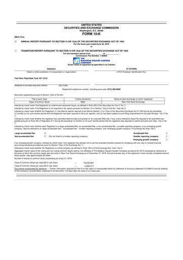 Thumbnail Madison Square Garden Sports 10-K Annual Report 2019