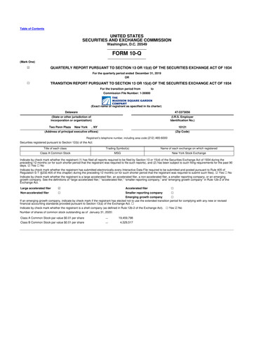 Thumbnail Madison Square Garden Sports 10-Q Quarterly Report FY2020 