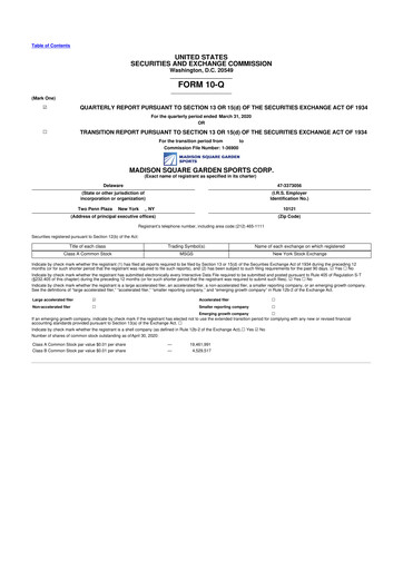 Thumbnail Madison Square Garden Sports 10-Q Quarterly Report FY2020 