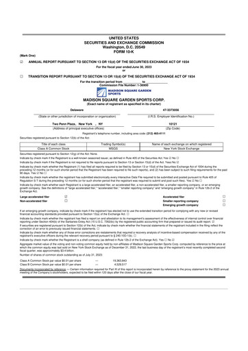 Thumbnail Madison Square Garden Sports 10-K Annual Report 2023