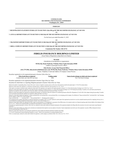 Thumbnail Fidelis Insurance 20-F Annual Report 2023