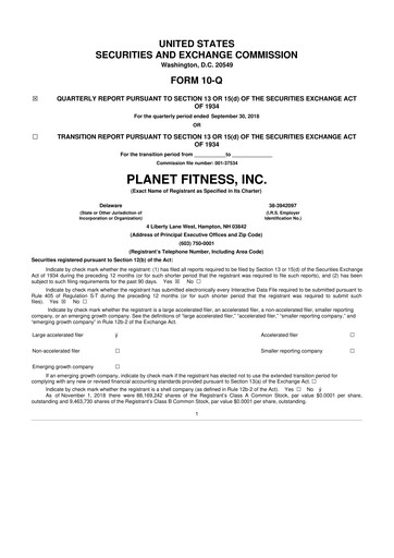 Thumbnail Planet Fitness
 10-Q Quarterly Report FY2018 