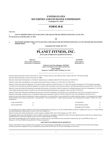 Thumbnail Planet Fitness
 10-K Annual Report 2018