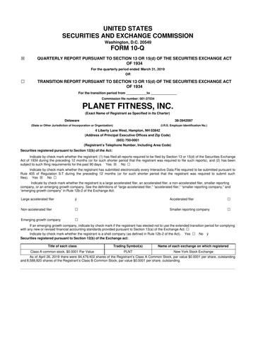 Thumbnail Planet Fitness
 10-Q Quarterly Report FY2019 