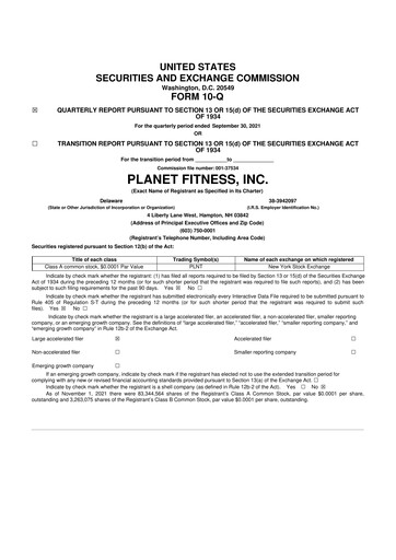 Thumbnail Planet Fitness
 10-Q Quarterly Report FY2021 