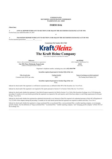 Thumbnail Kraft Heinz 10-K Annual Report 2018