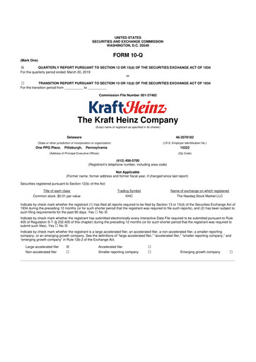 Thumbnail Kraft Heinz 10-Q Quarterly Report FY2019 