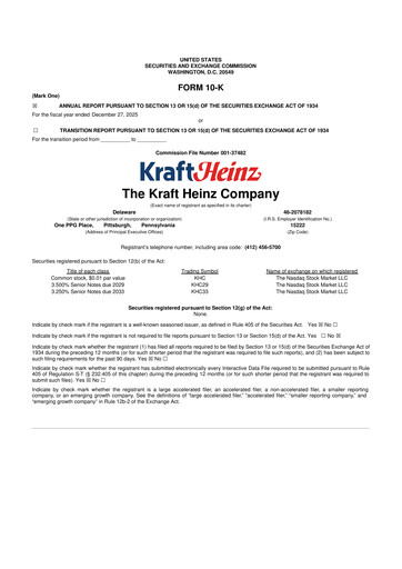 Miniature Kraft Heinz 10-K Rapport annuel 2025