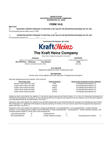 Vorschaubild Kraft Heinz 10-Q Quartalsbericht 2026 