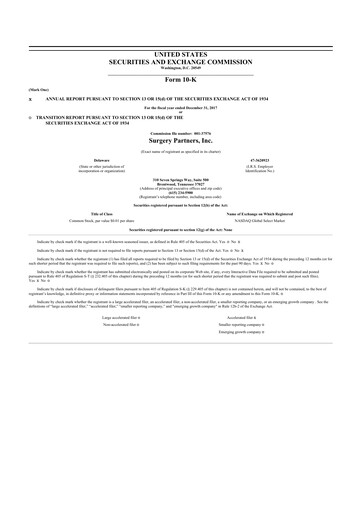 Thumbnail Surgery Partners
 10-K Annual Report 2017