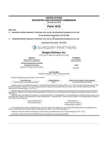 Miniature Surgery Partners
 10-Q Rapport trimestriel 2026 