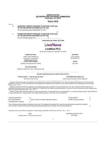 Thumbnail LivaNova 10-Q Quarterly Report FY 
