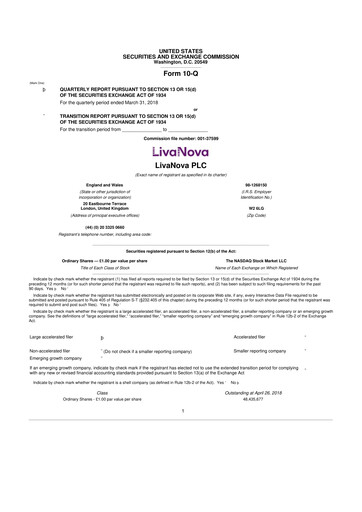 Thumbnail LivaNova 10-Q Quarterly Report FY 