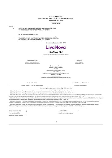 Thumbnail LivaNova 10-K Annual Report 2018