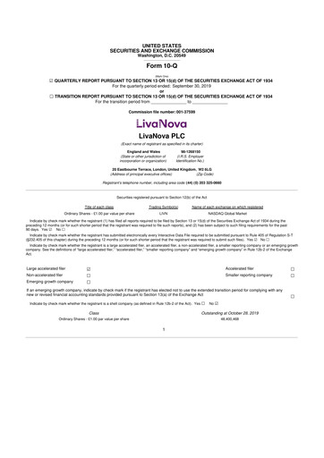 Thumbnail LivaNova 10-Q Quarterly Report FY 