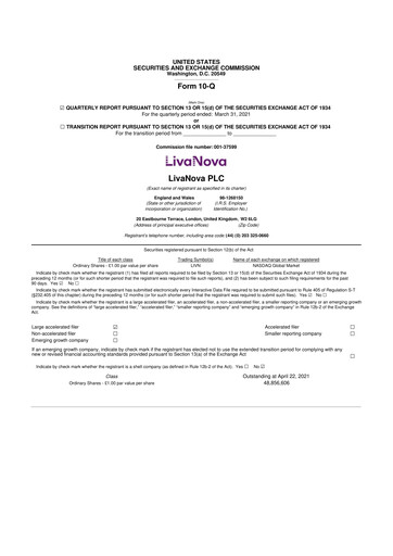 Thumbnail LivaNova 10-Q Quarterly Report FY 