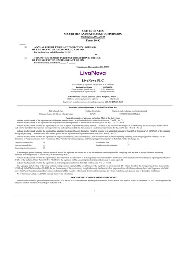 Thumbnail LivaNova 10-K Annual Report 2021