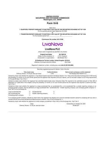 Thumbnail LivaNova 10-Q Quarterly Report FY 