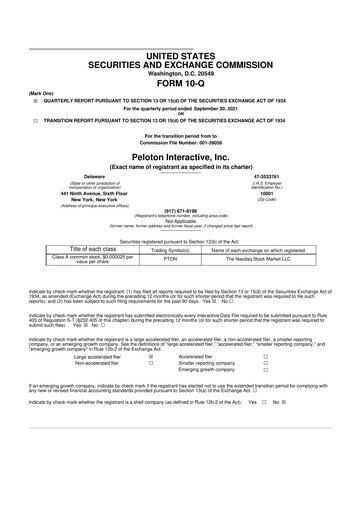 Thumbnail Peloton 10-Q Quarterly Report FY2022 