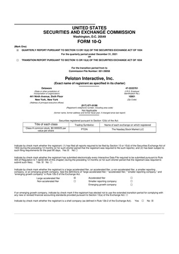 Thumbnail Peloton 10-Q Quarterly Report FY2022 