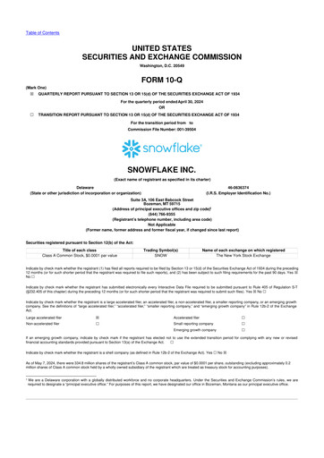 Thumbnail Snowflake 10-Q Quarterly Report FY2025 