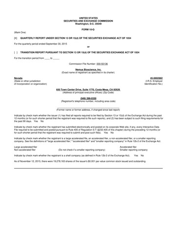 Miniature Skye Bioscience 10-Q Rapport trimestriel 2015 