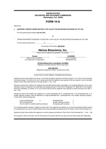 Miniature Skye Bioscience 10-Q Rapport trimestriel 2018 