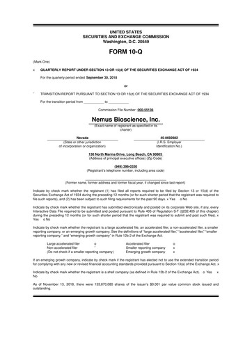 Miniature Skye Bioscience 10-Q Rapport trimestriel 2018 
