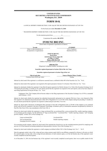 Thumbnail INmune Bio 10-K Annual Report 2018