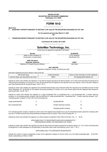 Thumbnail SolarMax Technology 10-Q Quarterly Report FY2025 