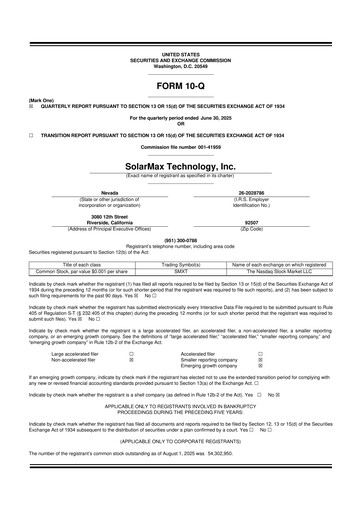 Thumbnail SolarMax Technology 10-Q Quarterly Report FY2025 