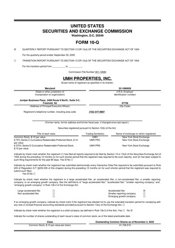 Thumbnail UMH Properties 10-Q Quarterly Report FY2020 