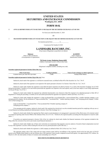 Thumbnail Landmark Bancorp 10-K Annual Report 2024