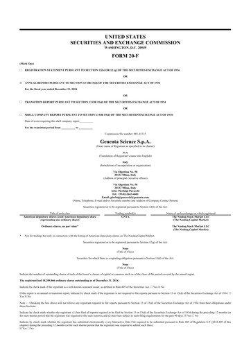 Thumbnail Genenta Science 20-F Annual Report 2024