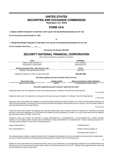 Thumbnail Security National Financial Corporation 10-K Annual Report 2024