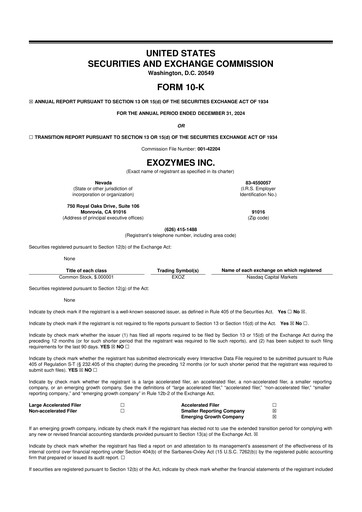 Thumbnail eXoZymes 10-K Annual Report 2024