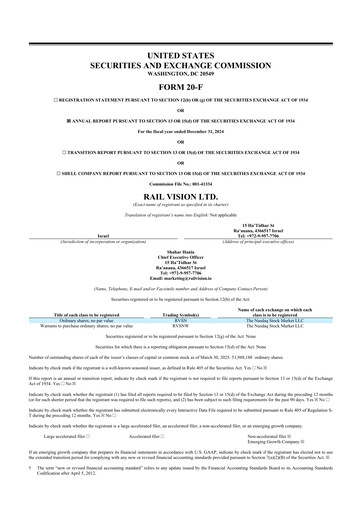 Vorschaubild Rail Vision 20-F Jahresbericht 2024