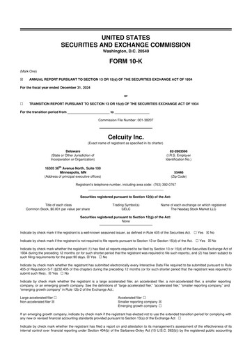 Vorschaubild Celcuity Inc. 10-K Jahresbericht 2024