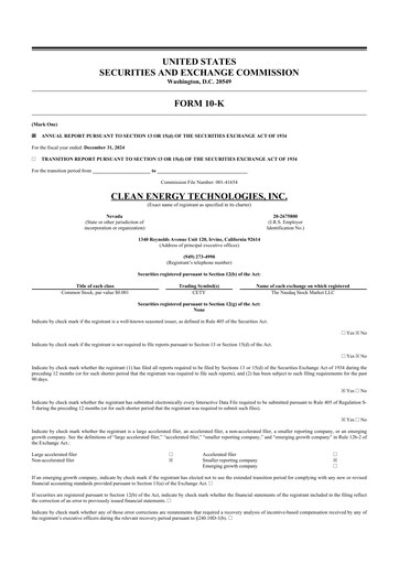 Thumbnail Clean Energy Technologies 10-K Annual Report 2024