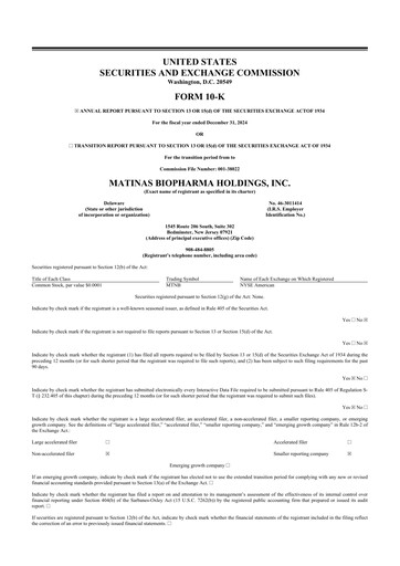 Thumbnail Matinas BioPharma 10-K Annual Report 2024