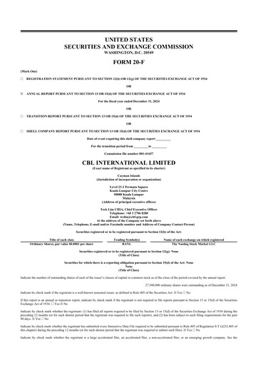 Thumbnail CBL International 20-F Annual Report 2024