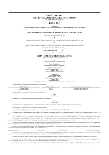 Thumbnail EUDA Health 20-F Annual Report 2024