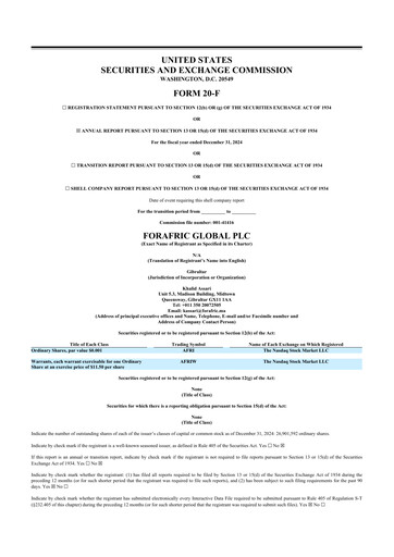 Miniature Forafric Global PLC 20-F Rapport annuel 2024