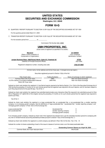 Thumbnail UMH Properties 10-Q Quarterly Report FY2025 